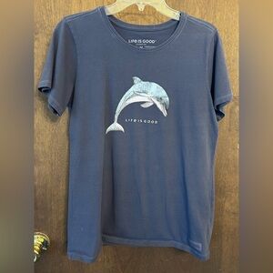 Life is Good Navy Blue Dolphin T-Shirt
